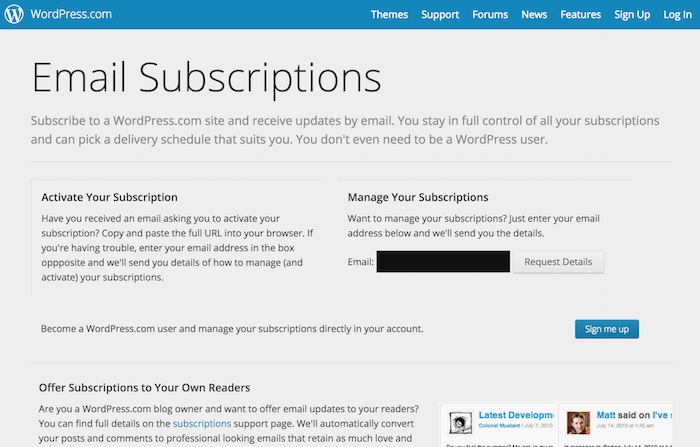 Email Subscriptions