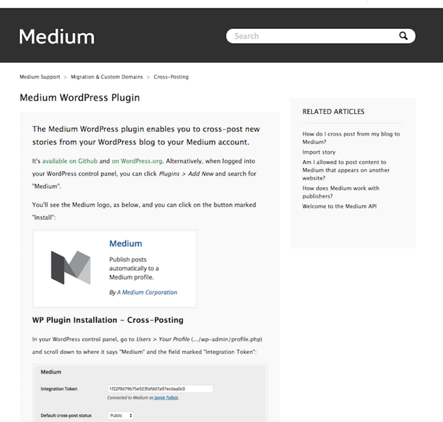 MediumのWordPressプラグイン