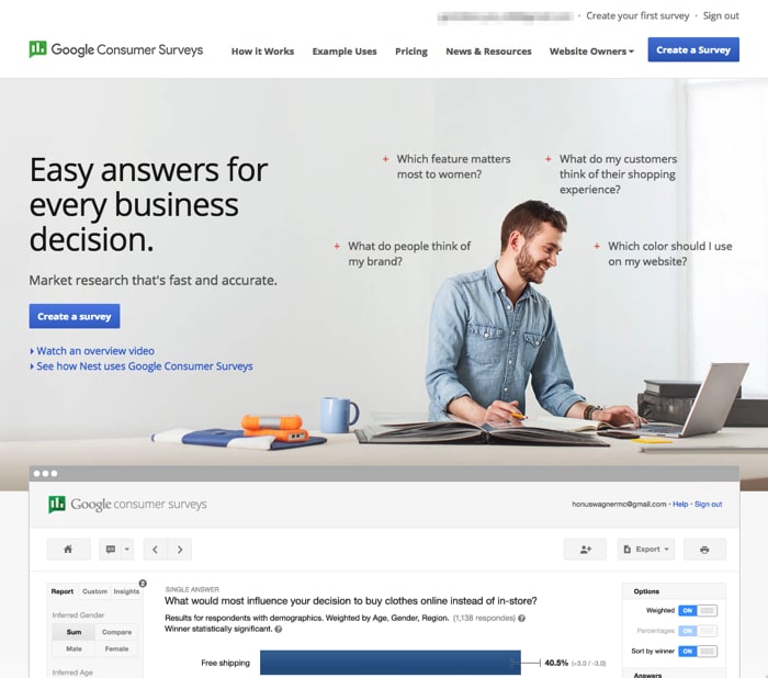 低予算で簡単に市場調査ができる「Google Consumer Surveys」がオンライン市場調査に最適！