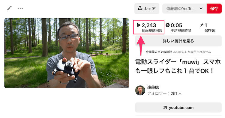 ピンタレストでの動画の再生回数