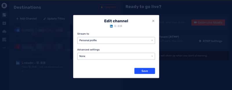 RestreamでLinkedin Liveの配信設定をする